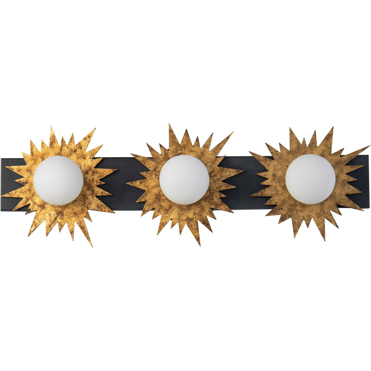Soleil 3 Light 24 inch WZC+Gold Bath Light Wall Light in Weather Zinc and Gold Leaf with Antique 
